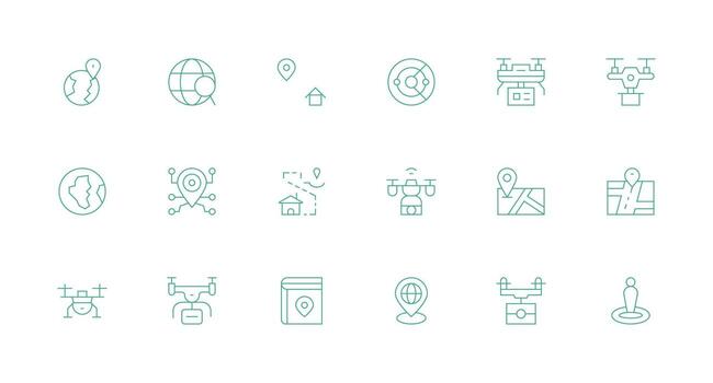 Mapping including 18 Minimal Line Illustrations Organized Pack for Project Assets vector