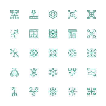 Nodes Set with 25 Medium Stroke Outline Icons Icon Set vector