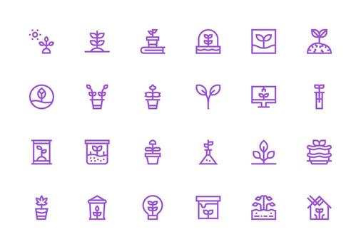 24 Thick Line Line Style Icons from Seedling Collection Well-Structured Icons for Creative Use vector