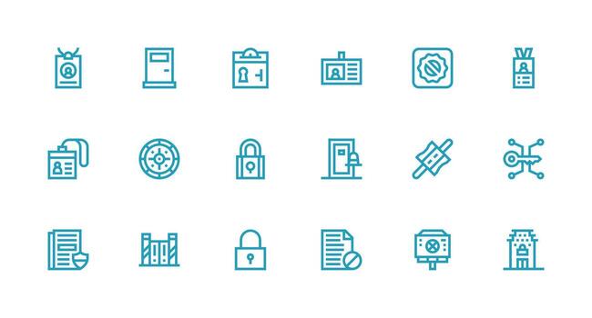 18 Strong Stroke Line Icons for Access Control Graphics Universal Icon Pack vector