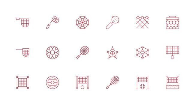 18 Icons for Mesh in Minimal Line Format Functional Icon Series vector