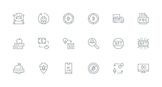 18 Minimal Line Style Icons from Digital Asset Collection Responsive Icon Set for Flexible Layouts vector