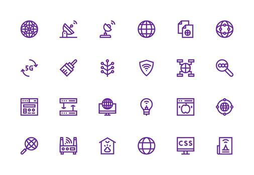 24 grueso línea línea vectores para Internet tema escalable íconos para multiplataforma interfaces