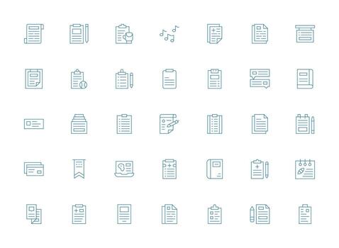 35 ligero línea vectores para notas tema icono conjunto para web