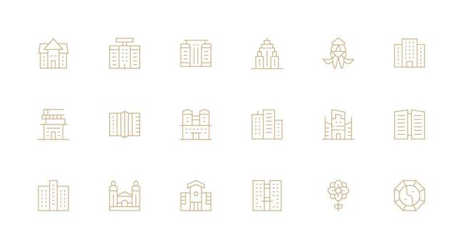 complejo presentando 18 íconos en mínimo línea diseño digital icono colección vector