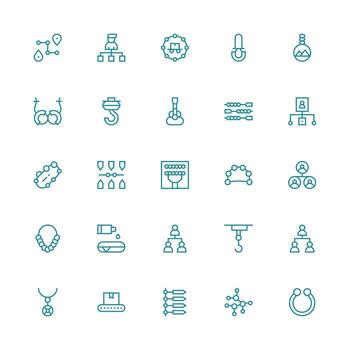 25 Icons for Chain in Medium Stroke Outline Format High-Resolution Icons for Any Platform vector