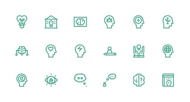 Strong Stroke Line Icons from Thought Set with 18 Vectors Sharp Icons for Presentations