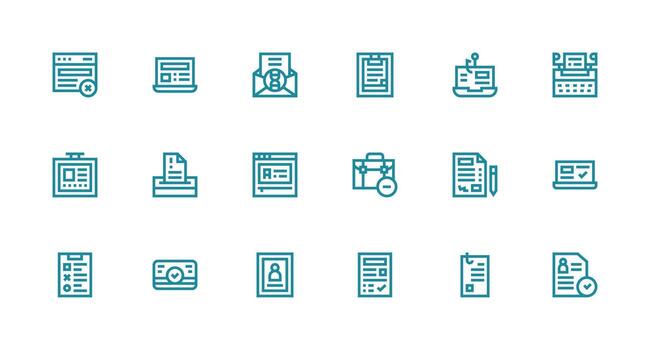Strong Stroke Line Icons from Submission Set with 18 Vectors Clear and Concise Icon Set Collection