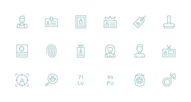 Identification Icon Collection with 18 Minimal Line Designs App Icon Pack vector