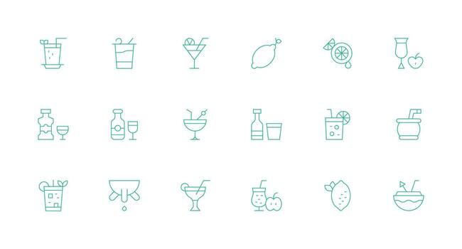 18 Minimal Line Icons for Juice Graphics Functional Icon Series vector