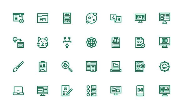 solicitud icono colección con 28 negrita línea diseños completamente editable icono conjunto para web vector