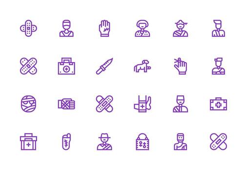vendaje presentando 24 íconos en grueso línea línea diseño limpiar icono colección para web utilizar vector