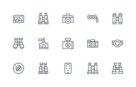 15 Regular Line Vectors for Viewfinder Theme Complete Icon Set for Mobile Apps