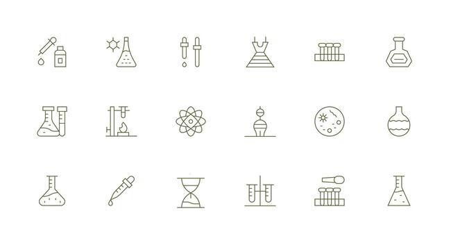Minimal Line Style Research Lab Icons with 18 Vectors Web and App Icon Pack Collection