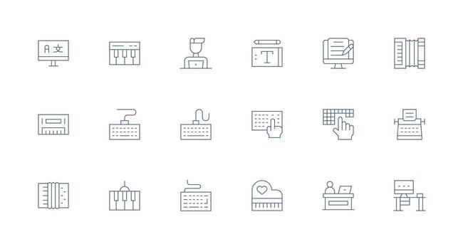 18 Icons for Keyboard in Minimal Line Format Icons Built for Visual Consistency Pack vector