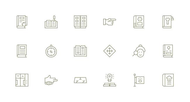 guía icono colección con 18 mínimo línea diseños icono conjunto para web vector