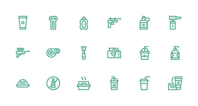 18 Plastic Icons in Strong Stroke Line Aesthetic Scalable Icons for Cross-Platform Interfaces vector