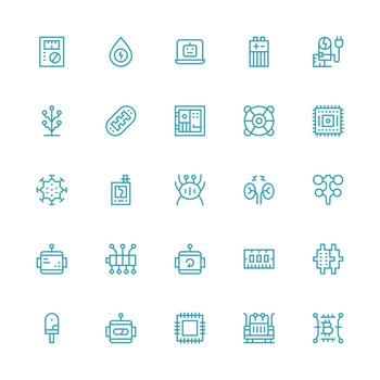 Circuit Icon Collection with 25 Medium Stroke Outline Designs Well-Structured Icons for Creative Use vector