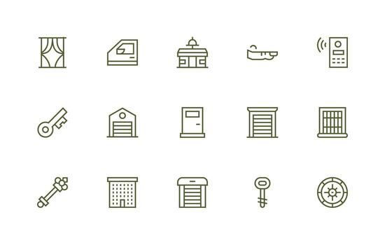 puerta incluso 15 regular línea ilustraciones escalable íconos para todas temas vector