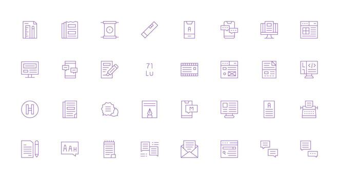 Text featuring 32 Icons in Thin Line Design UI Icon Set vector