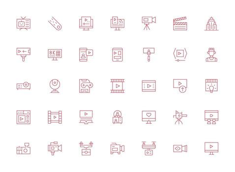 Design Icons featuring 35 in Light Line Style UI-Ready Icon Collection vector
