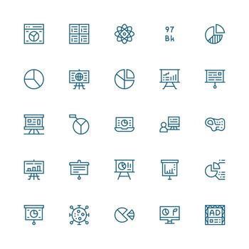 infografía icono conjunto con 25 medio carrera contorno gráficos icono colección conjunto vector