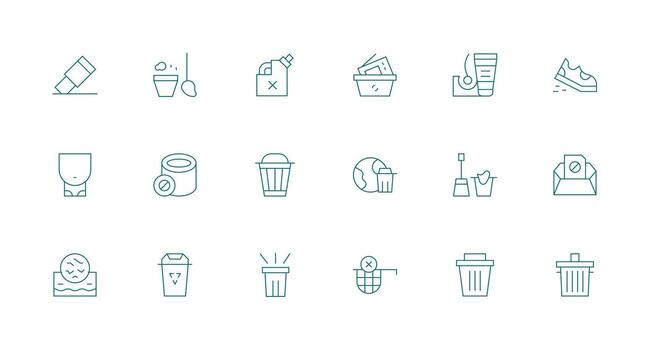 18 Minimal Line Icons for Trash Graphics Multi-Purpose Icon Pack for Templates vector
