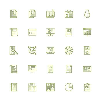 25 Medium Stroke Outline Vectors for Summary Theme Web and App Icon Pack Collection