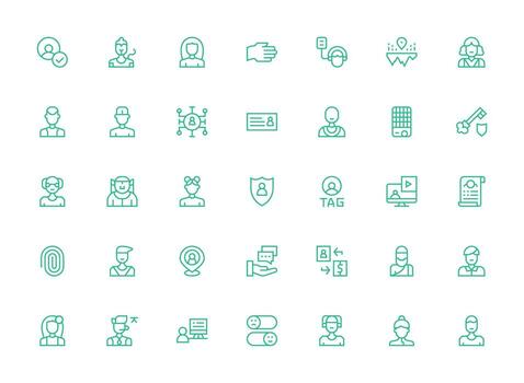 35 Regular Clean Line Vectors for User Theme Optimized Icon Pack for Digital Products