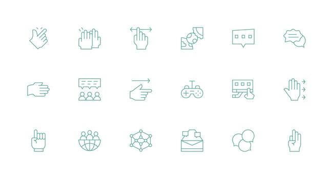 18 íconos para Interacción en mínimo línea formato multi-estilo íconos para creativo proyectos vector