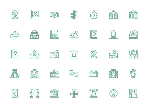 punto de referencia incluso 35 regular limpiar línea ilustraciones flexible icono sistema para web interfaces vector