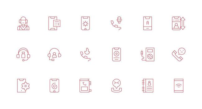 18 mínimo línea íconos para teléfono gráficos interfaz íconos para diario utilizar vector