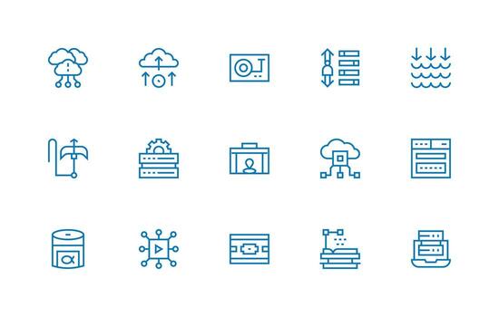 regular línea íconos desde servidor conjunto con 15 vectores esencial íconos para rápido ui edificio