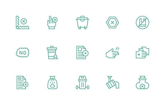 15 Icons for Refuse in Regular Line Format Minimal Icon Pack vector