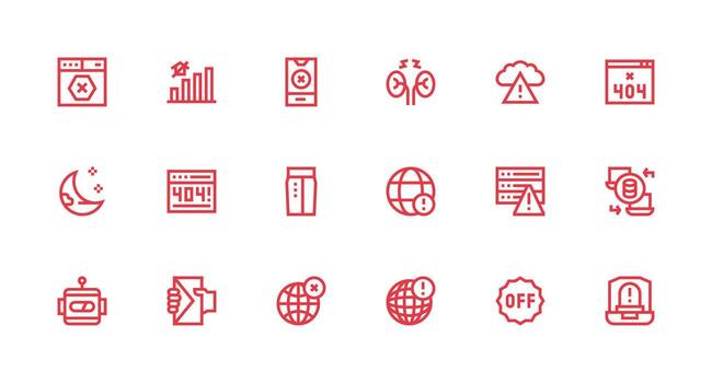 18 Icons for Offline in Strong Stroke Line Format Multi-Style Icon Collection vector