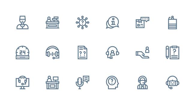 Help Desk Set with 18 Strong Stroke Line Icons Versatile Icon Collection for Designers vector
