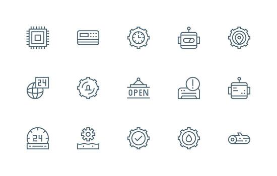 regular línea estilo Operacional íconos con 15 vectores web icono colección