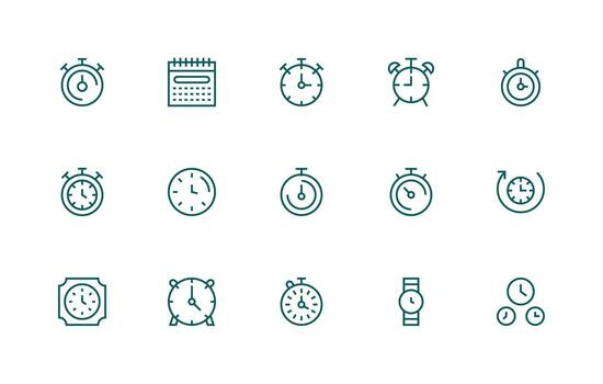 Regular Line Icons from Timekeeping Set with 15 Vectors Icon Pack