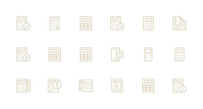 18 mínimo línea estilo íconos desde calculadora colección lleno icono biblioteca para ui diseñadores vector