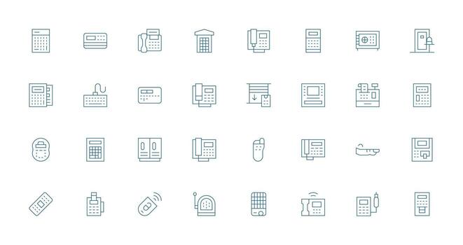 32 Keypad Icons in Thin Line Aesthetic Icon Set for Apps vector