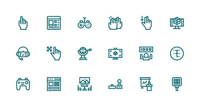 Strong Stroke Line Style Interactive Icons with 18 Vectors Scalable Icons for All Themes