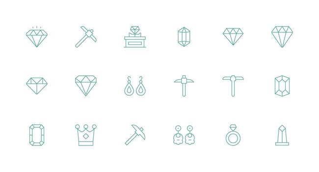 Minimal Line Icons from Gem Set with 18 Vectors Light Icon Series