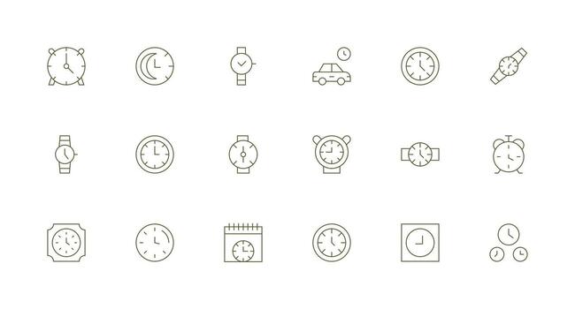 18 Minimal Line Vectors for Hour Theme Icon Set for Projects