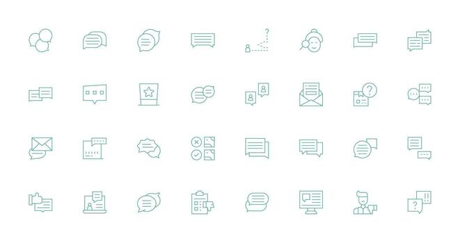Feedback Form Icon Set with 32 Thin Line Graphics Sharp Icons for Presentations vector
