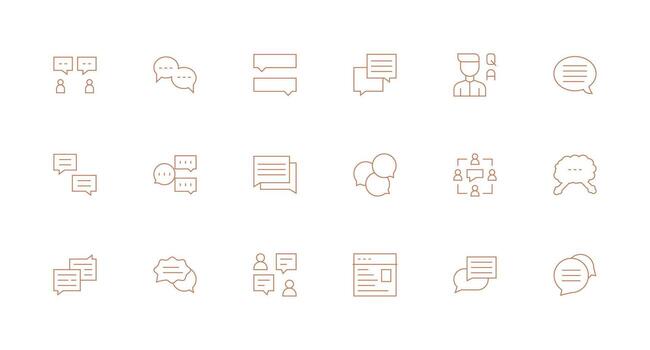 discusión tablero presentando 18 íconos en mínimo línea diseño básico icono serie vector