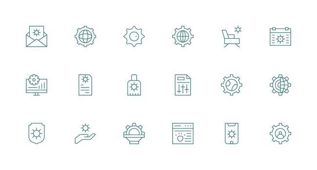 18 mínimo línea estilo íconos desde configurar colección alta resolución íconos para ninguna plataforma vector