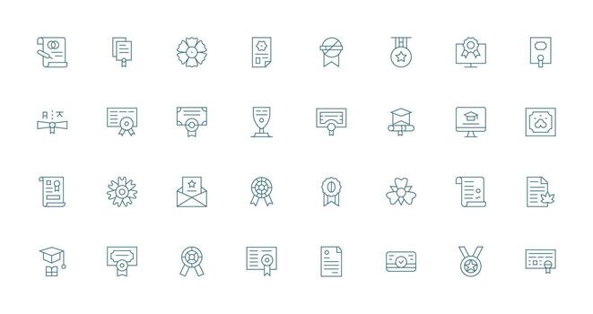 Certificate featuring 32 Icons in Thin Line Design Style Icon Set vector