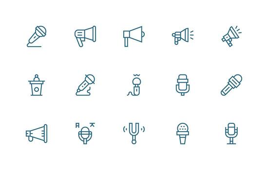 15 Regular Line Style Icons from Speech Collection Simple Icon Pack vector