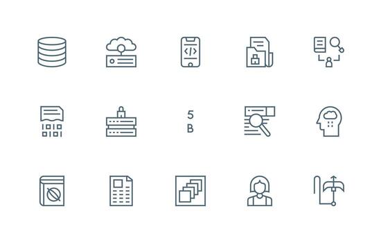 Database Set with 15 Regular Line Icons Well-Structured Icons for Creative Use vector