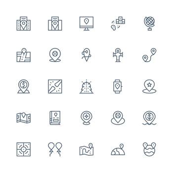 25 Icons for Coordinates in Medium Stroke Outline Format Interface Icon Collection for Daily Projects vector